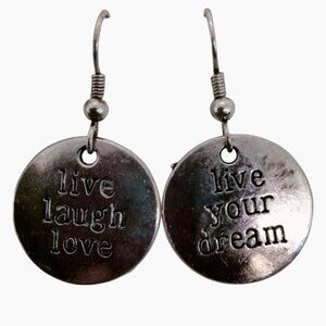 Live your Dream Earring Live Love Laugh Inspiration Valentine  Charm Motivation